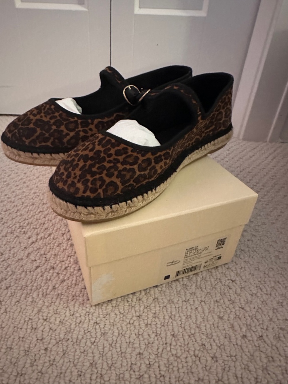 Sezane Leopard Print Espadrille Mary Jane Flats Mariana - Picture 4 of 4